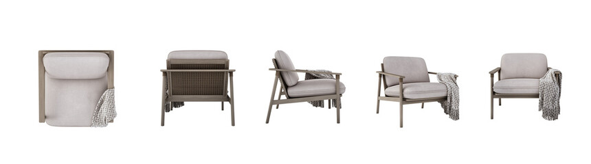 Armchair modern on transparent background 3d rendering png