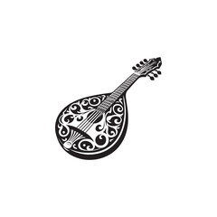 Mandolin Silhouette - Mandolin Vector - Minimalist Mandolin Design - Mandolin Illustration.