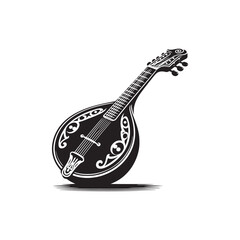 Mandolin Silhouette - Mandolin Vector - Minimalist Mandolin Design - Mandolin Illustration.
