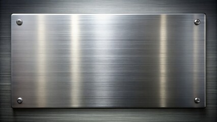 Obraz premium Highly polished, wide, flat, rectangular metal plate, gleaming with refined brushed finish, reflecting subtle industrial workshop ambient light.