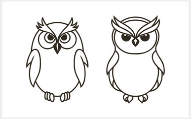 Doodle owl icon isolated. Animal art. Coloring page book. Sketch vector stock illustration. EPS 10