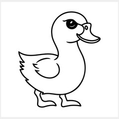 Doodle duck clip art isolated. Hand drawn animal bird icon. Vector stock illustration. EPS 10