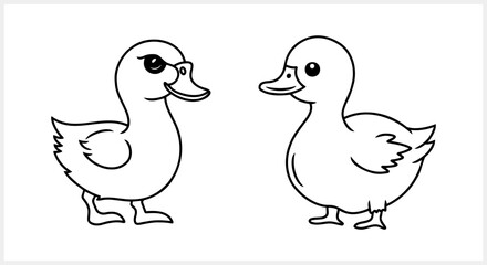 Doodle duck clip art isolated. Hand drawn animal bird icon. coloring page book. Vector stock illustration. EPS 10