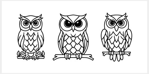 Doodle owl icon isolated. Animal art. Coloring page book. Sketch vector stock illustration. EPS 10