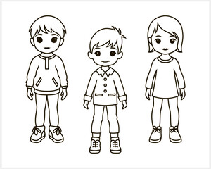 Cute Anime girl and boy isolated. Manga style. Hand drawn vector illustration. EPS 10