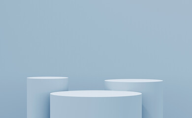 3D podium background blue color. Fashion podium. Platforms for product display presentation. Stage showcase.