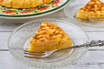 スペイン料理のジャガイモのトルティージャ（スペイン風オムレツ）
Spanish Tortilla de patatas (Torilla Española, Spanish omelette, Spanish Tortilla) 
