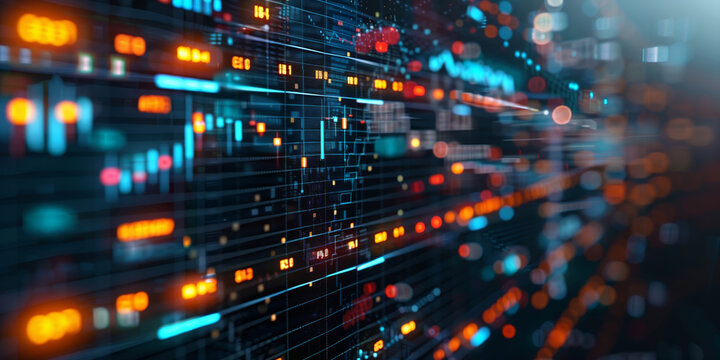 Financial Statistics and numbers on a display being reviewed by AI