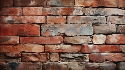 Obraz premium Detailed, high definition illustration of a realistic brick wall texture with red bricks.