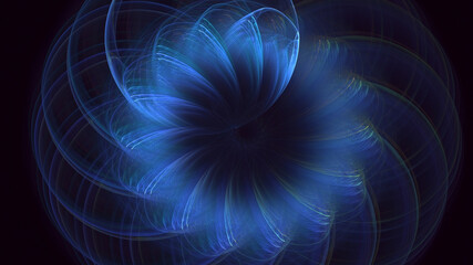 Obraz premium 3D manual rendering abstract blue fractal light background. Its not AI Generatd illustration.