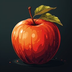 Minimalistic Vector Illustration of Apple in Dark Palette