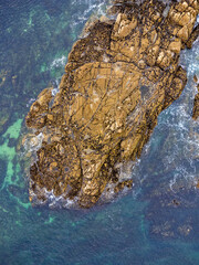 Aerial view landscape of ocean waves and fantastic Rocky coast