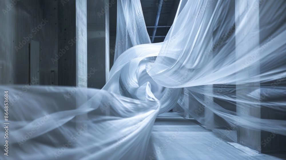 Poster the precision of a delicate fabric maneuvering in the wind tunnels controlled environment.