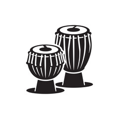 Minimalist Tabla Vector Design - Tabla Silhouette - Indian Traditional Musical Instrument Illustration.
