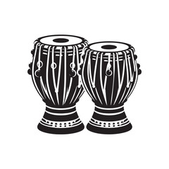 Minimalist Tabla Vector Design - Tabla Silhouette - Indian Traditional Musical Instrument Illustration.