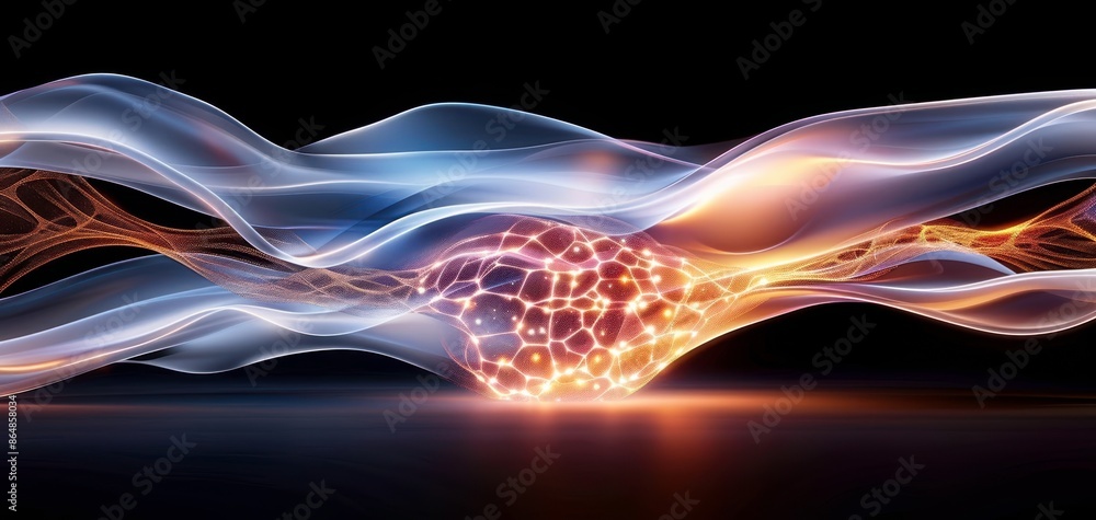 Poster futuristic abstract digital wave background with glowing and flowing lines, perfect for technology a