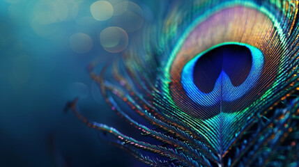 Obraz premium Peacock feather. Background. AI generated