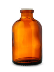 Amber Glass Bottle With Black Lid Isolated on White Background