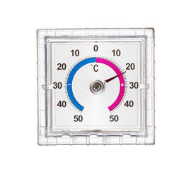 Clear Plastic Celsius Thermometer Showing a Temperature of 28 Degrees