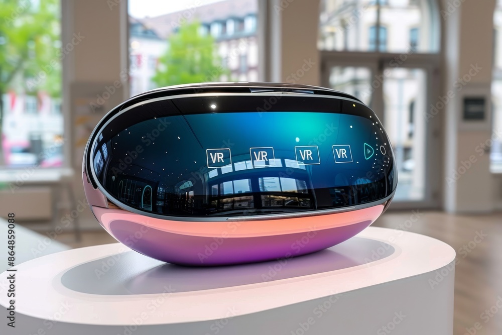 Aufkleber futuristic vr device on display, representing cutting-edge virtual reality technology and advanced d