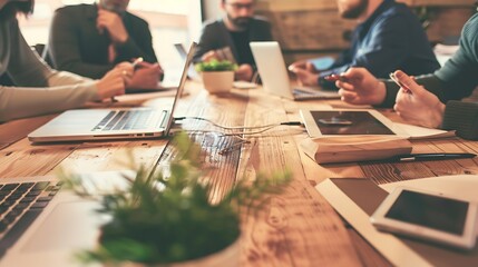 Group business people and discussion for training in office meeting coaching or editor learning about us in startup Internship creative or diverse team in conversation strategy or writ : Generative AI