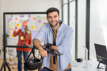 Startup Member Arrives by Scooter