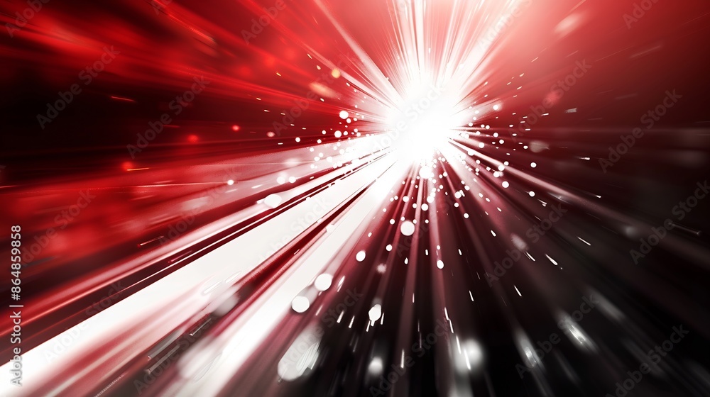 Leinwandbilder abstract background with diffused tracks of bright red and white rays against dark blurred surface :