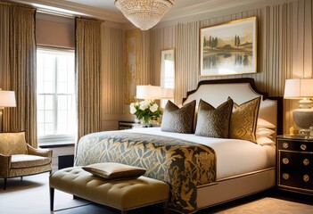 elegant guest bedroom personalized bedding, monogrammed, linens, sophisticated, cozy, interior, design, luxurious, comfortable, stylish, decor, modern, chic,