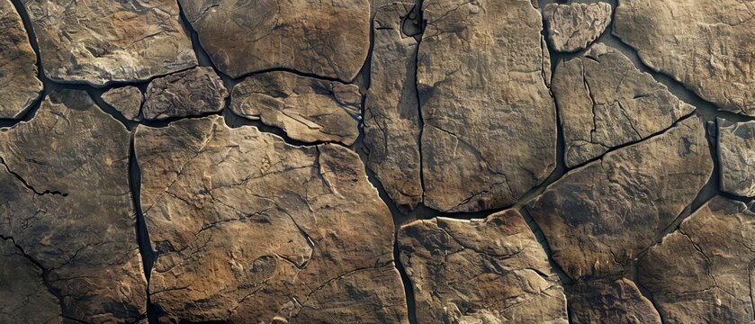 Panoramic close-up, high detail scan of flagstone material, Generative AI