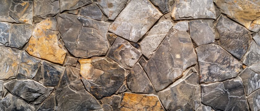 Panoramic close-up, high detail scan of flagstone material, Generative AI