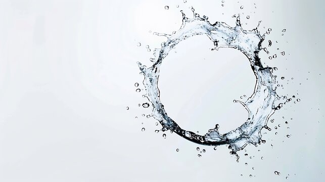 Water splash forming a cicle with water drops isolated on white : Generative AI
