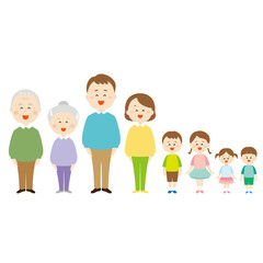 笑顔の3世代家族のイラスト2