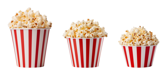Popcorn in Red and White Striped Buckets