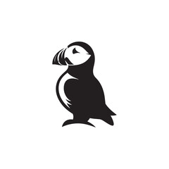 Sea Bird Vector - Puffin Silhouette - Puffin Illustration - Bird Design.