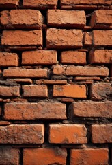Fototapeta premium detailed macro shot rough brick surface texture background wallpaper, pattern, structure, red, material, architecture, building, construction, design, urban