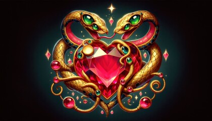 Fototapeta premium Snakes with a heart