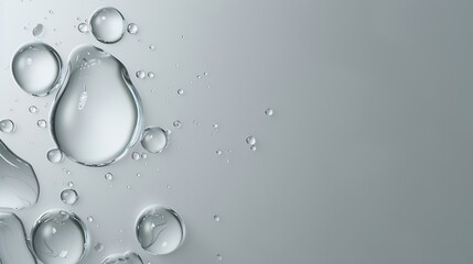 water drops of transparent gel serum on gray background : Generative AI