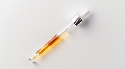 Fototapeta premium Pipette with cosmetic serum on white background top view : Generative AI