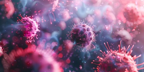 Close-up of virus cells in a medical setting as a background. Concept Microbiology, Medical Science, Virus Cells, Close-up Photography, Laboratory Settings