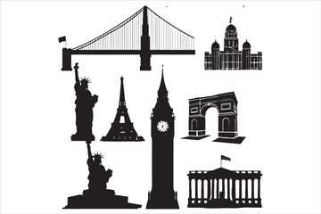 Fototapeta premium Iconic Landmarks in Silhouette 