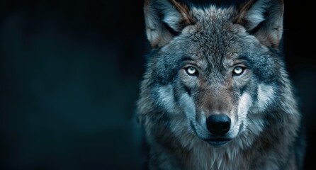 Intense gaze of a majestic wolf