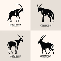 Goat logo icon. poster for Butchery meat shop, deer silhouette. icon goat on white background