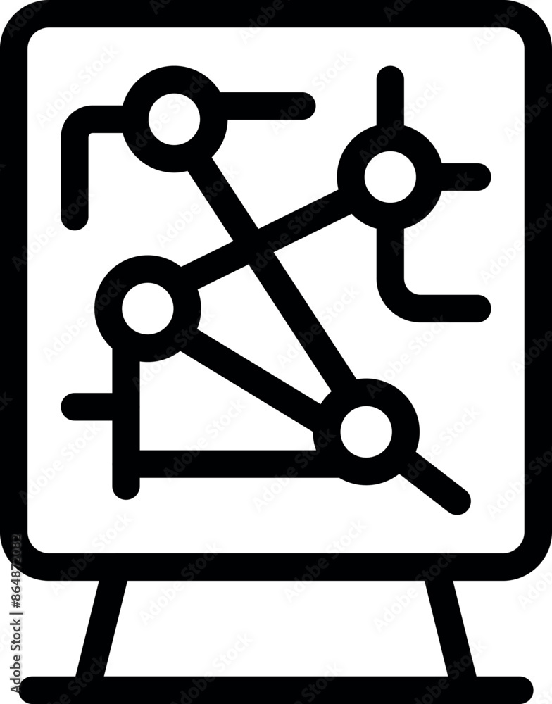 Poster electronic scheme on stand showing microchip structure with transistors and resistors, microelectron