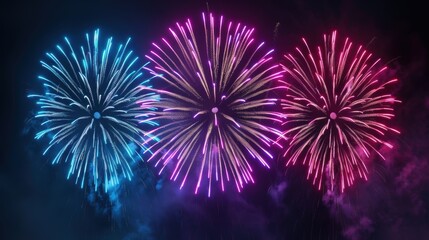 Vibrant fireworks display in the night sky