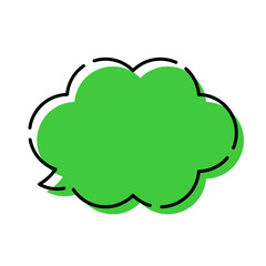 シンプルなふきだし もくもく 破線色ずれ 黄緑