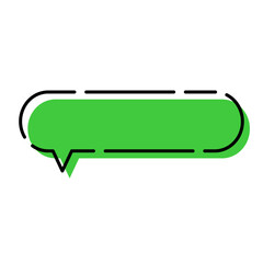 シンプルなふきだし 横長 破線色ずれ 黄緑