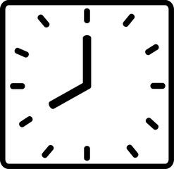Square clock icon, Office wall watch symbol. Replaceable vector design.