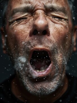 close-up portrait of a man with a scrunched up face
