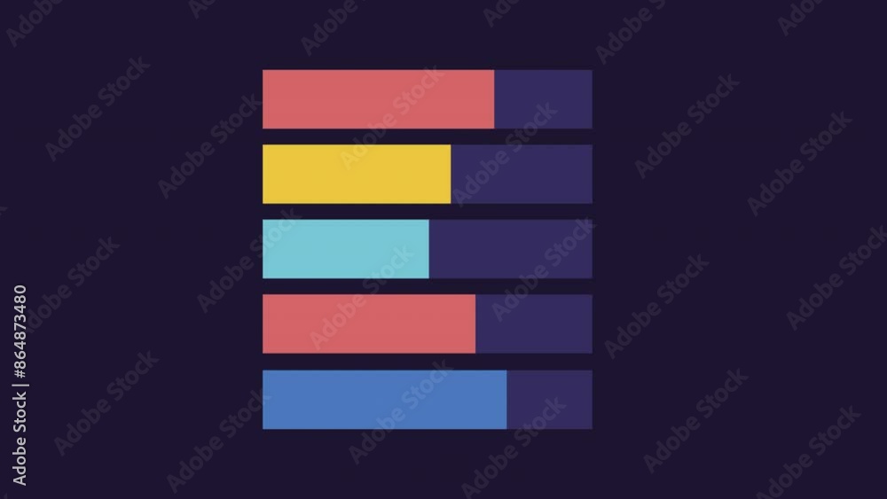 Poster rectangular chart animation. bars statistics animated element. information processing. data organiza