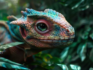 Obraz premium close-up of a colorful chameleon